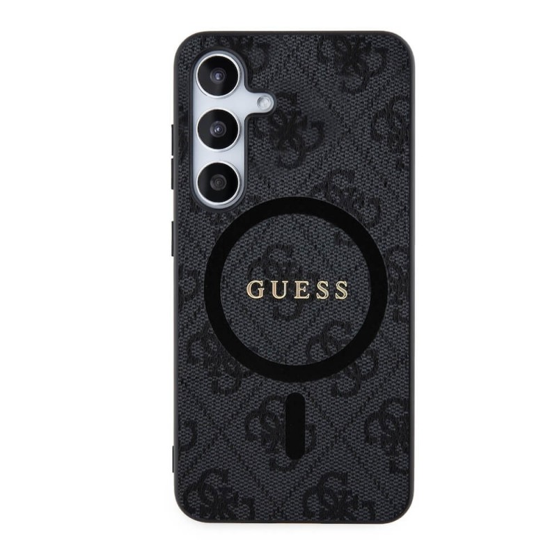 Оригинален кейс Guess 4G Collection Leather Metal Logo MagSafe, За Samsung Galaxy S24 (S921B), Черен