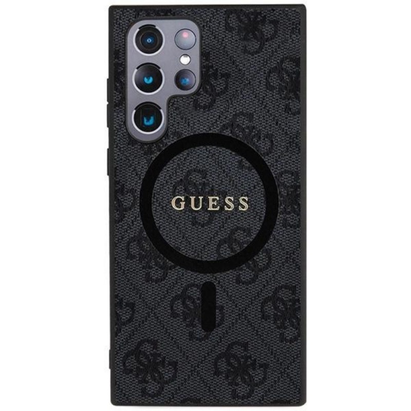 Оригинален кейс Guess 4G Collection Leather Metal Logo MagSafe, За Samsung Galaxy S24 Ultra (S928B), Черен