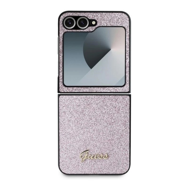Оригинален кейс Guess 4G Glitter Script, За Samsung Galaxy Z Flip6, Черен
