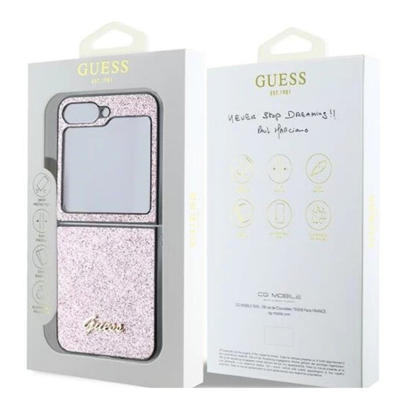 Оригинален кейс Guess 4G Glitter Script, За Samsung Galaxy Z Flip6, Черен
