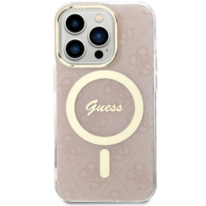 Оригинален кейс Guess 4G MagSafe, За iPhone 14 Pro (6.1), Розов