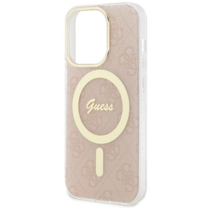 Оригинален кейс Guess 4G MagSafe, За iPhone 14 Pro (6.1), Розов