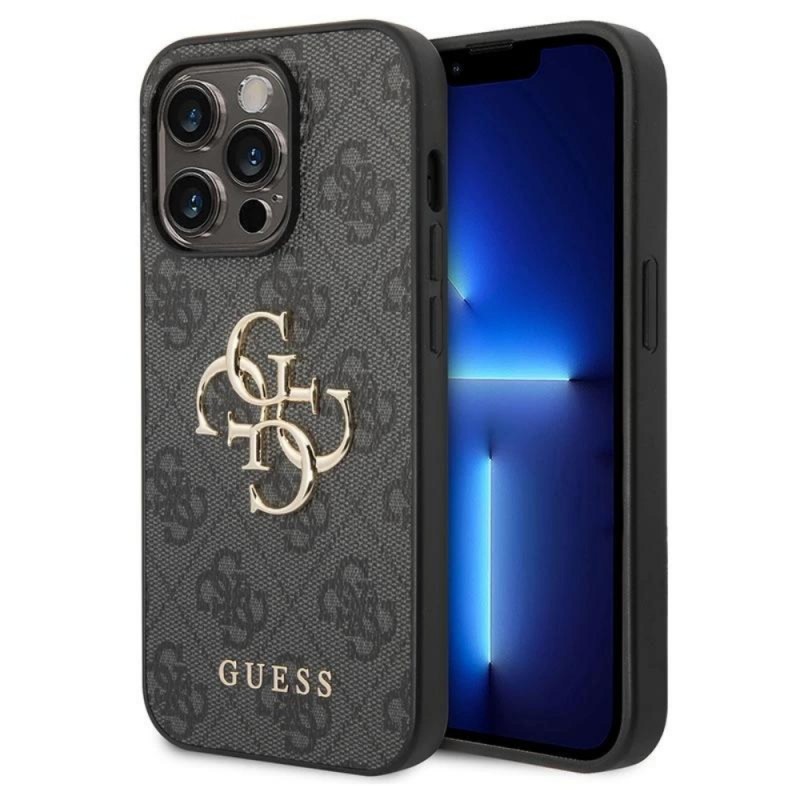 Оригинален кейс Guess 4G Metal Logo, За iPhone 15 Pro Max (6.7), Сив