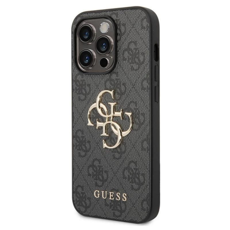 Оригинален кейс Guess 4G Metal Logo, За iPhone 15 Pro Max (6.7), Сив