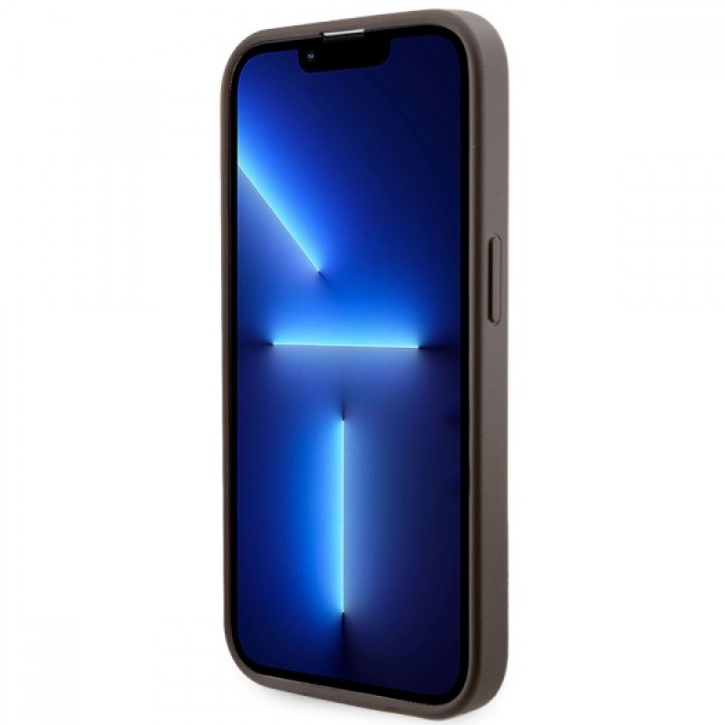 Оригинален кейс Guess 4G Printed Stripes MagSafe, За iPhone 15 Pro Max (6.7), Кафяв