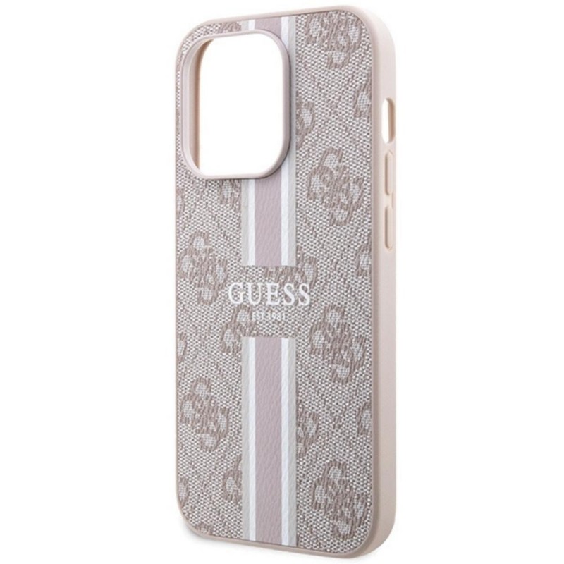 Оригинален кейс Guess 4G Printed Stripes MagSafe, За iPhone 15 Pro Max (6.7), Розов