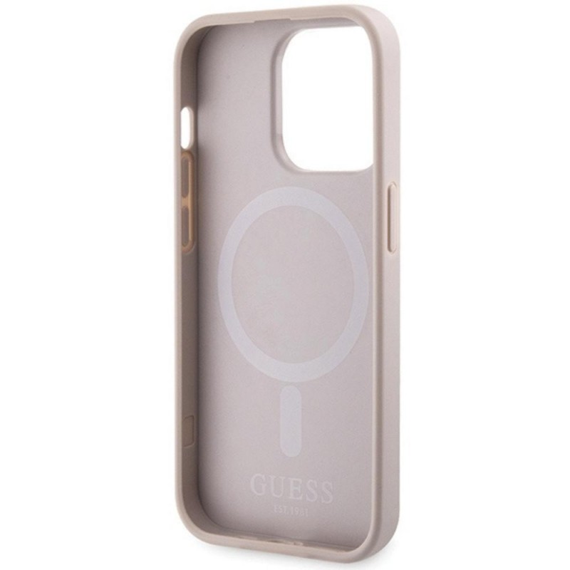 Оригинален кейс Guess 4G Printed Stripes MagSafe, За iPhone 15 Pro Max (6.7), Розов