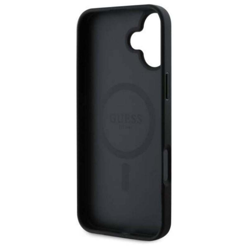 Оригинален кейс Guess 4G Printed Stripes MagSafe, За iPhone 16 (6.1), Черен