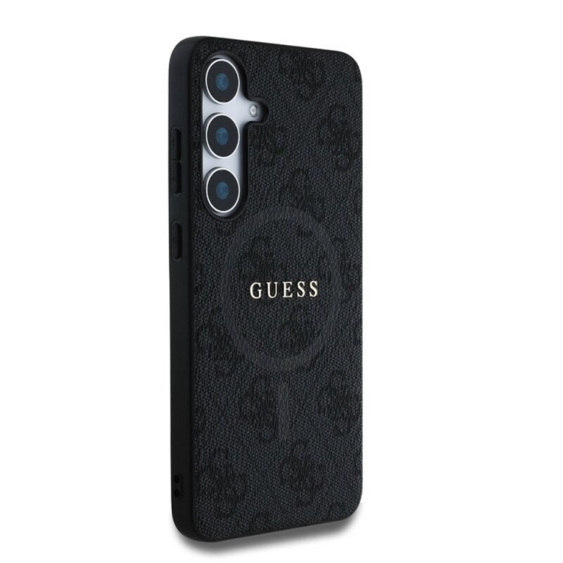 Оригинален кейс Guess 4G Ring Classic Logo MagSafe, За Samsung Galaxy S25, Черен