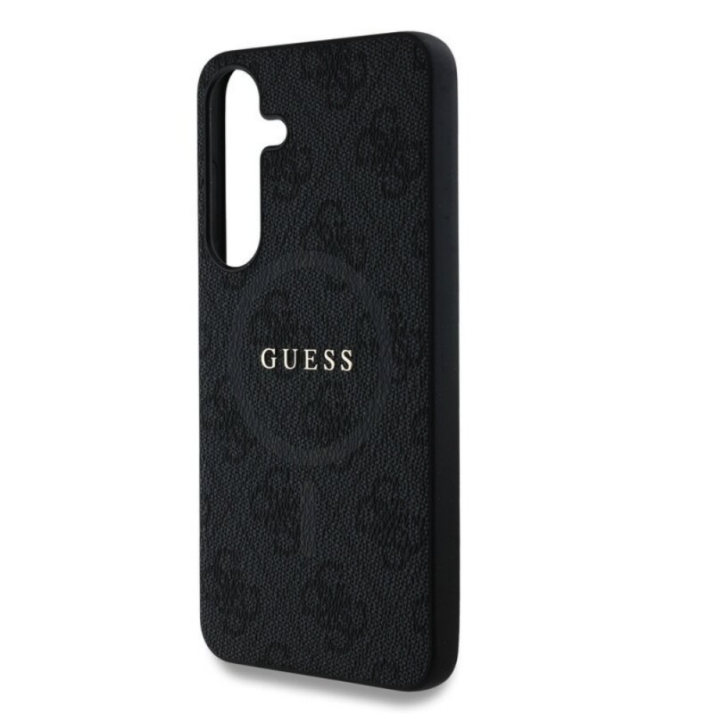 Оригинален кейс Guess 4G Ring Classic Logo MagSafe, За Samsung Galaxy S25, Черен