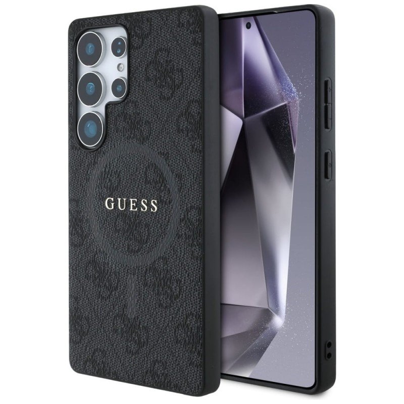Оригинален кейс Guess 4G Ring Classic Logo MagSafe, За Samsung Galaxy S25 Ultra, Черен