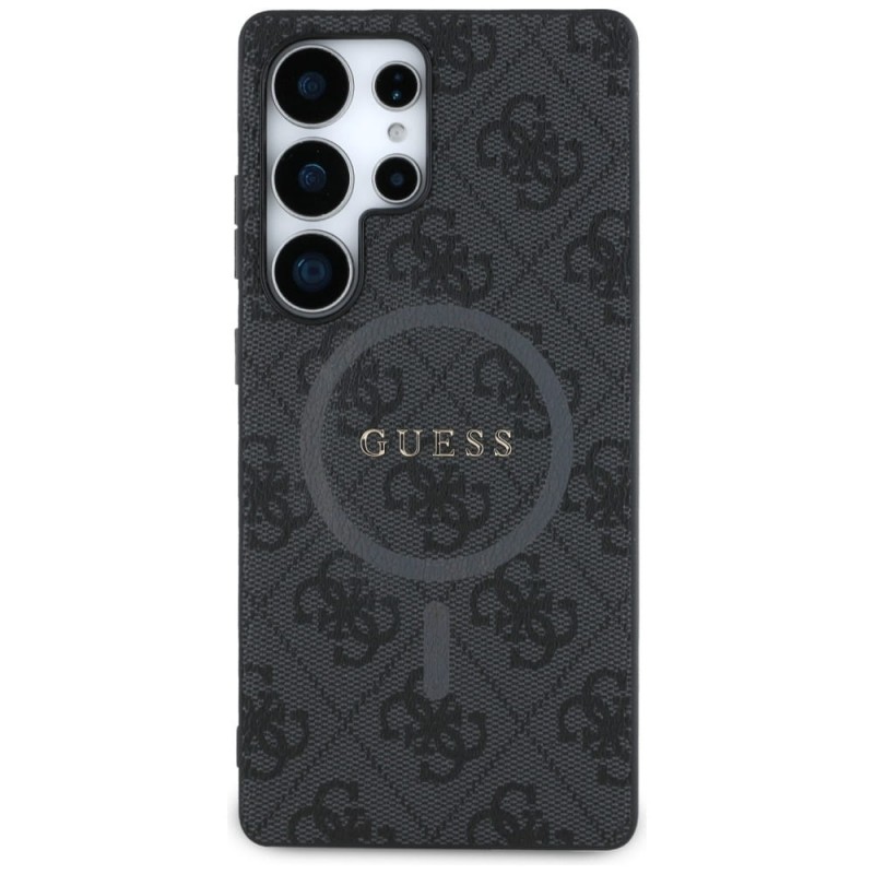 Оригинален кейс Guess 4G Ring Classic Logo MagSafe, За Samsung Galaxy S25 Ultra, Черен