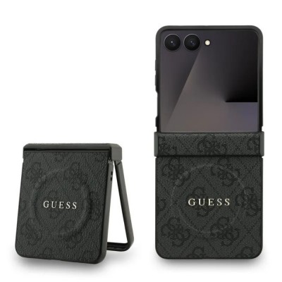 Оригинален кейс Guess 4G Ring Classic Logo MagSafe, За Samsung Galaxy Z Flip7, Черен