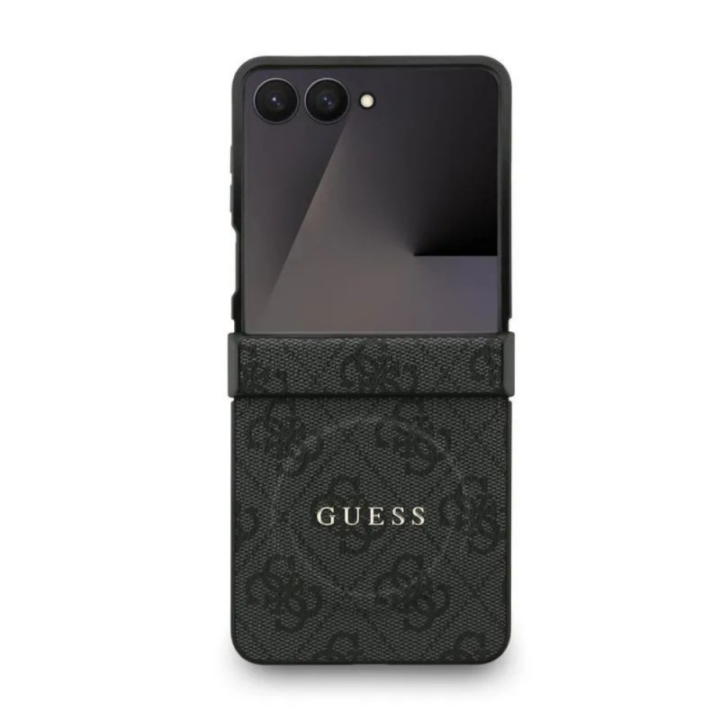 Оригинален кейс Guess 4G Ring Classic Logo MagSafe, За Samsung Galaxy Z Flip7, Черен