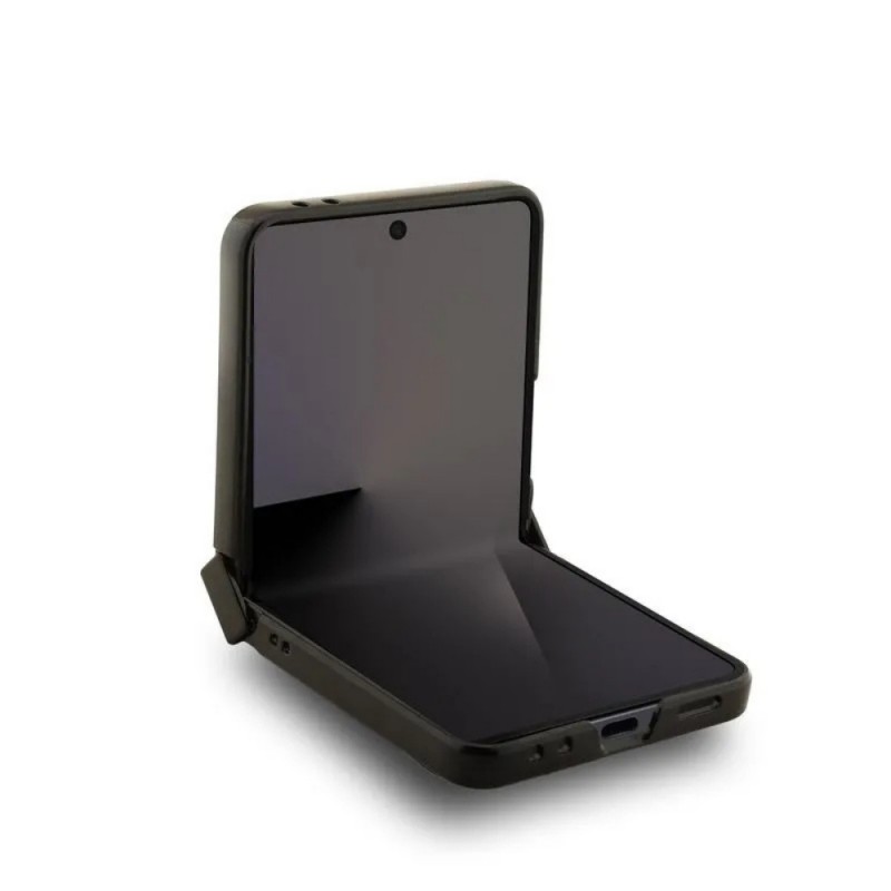 Оригинален кейс Guess 4G Ring Classic Logo MagSafe, За Samsung Galaxy Z Flip7, Черен