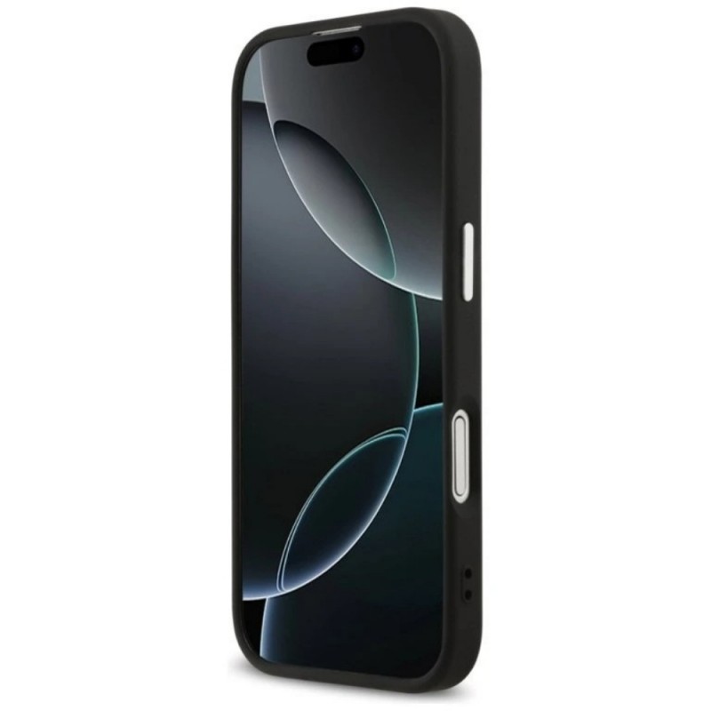 Оригинален кейс Guess 4G Triangle Metal Logo MagSafe, За iPhone 17 (6.3), Черен