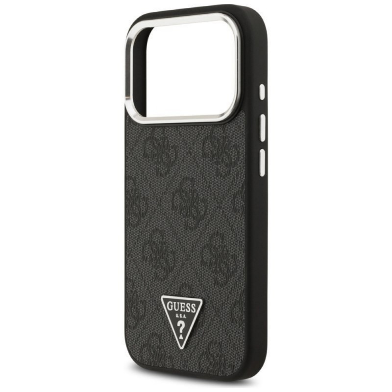 Оригинален кейс Guess 4G Triangle Metal Logo MagSafe, За iPhone 17 Pro (6.3), Черен