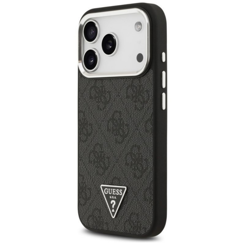 Оригинален кейс Guess 4G Triangle Metal Logo MagSafe, За iPhone 17 Pro Max (6.9), Черен