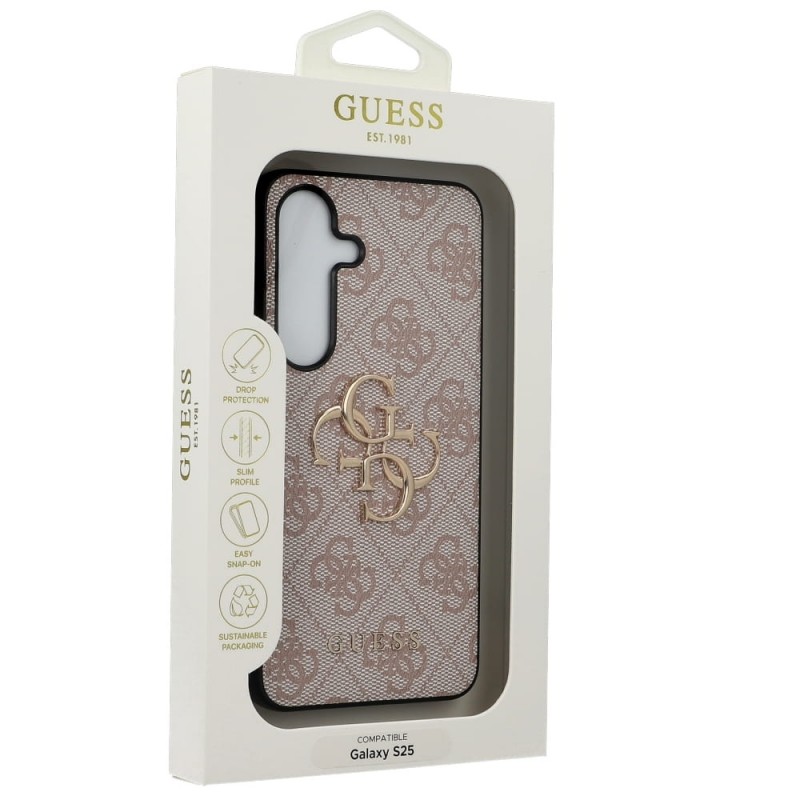 Оригинален кейс Guess Big 4G Logo Classic, За Samsung Galaxy S25, Розов