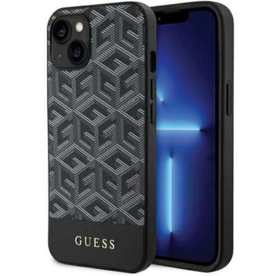 Оригинален кейс Guess GCube Stripes MagSafe, За iPhone 15 (6.1), Черен