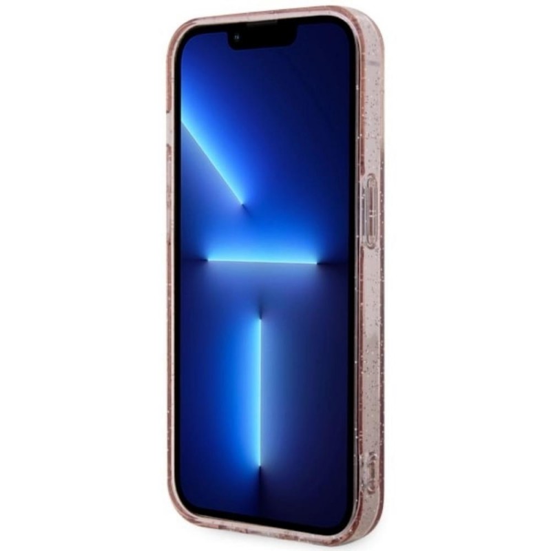 Оригинален кейс Guess Glitter Gold MagSafe, За iPhone 14 Pro (6.1), Розов