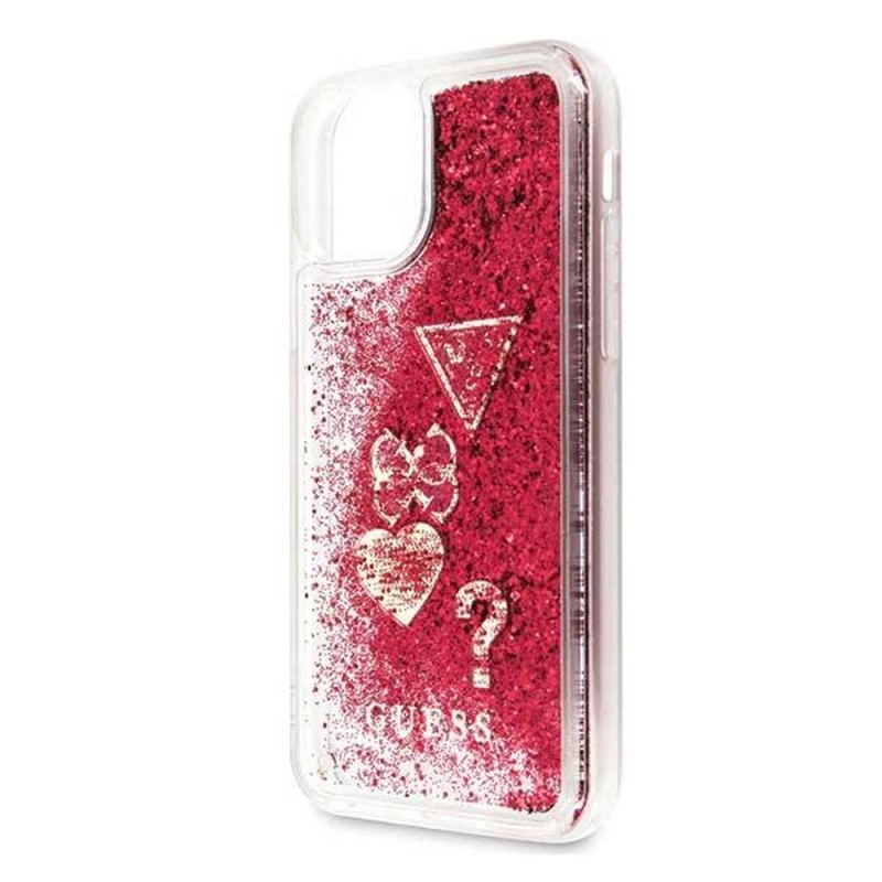 Оригинален кейс Guess Glitter Hearts, За iPhone 11 Pro (5.8), Червен
