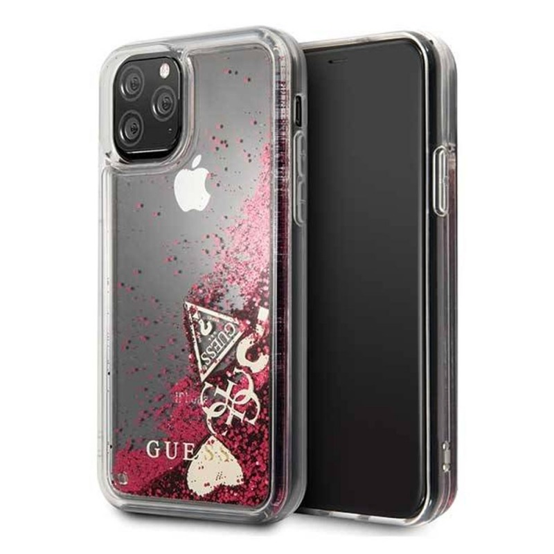 Оригинален кейс Guess Glitter Hearts, За iPhone 11 Pro (5.8), Червен