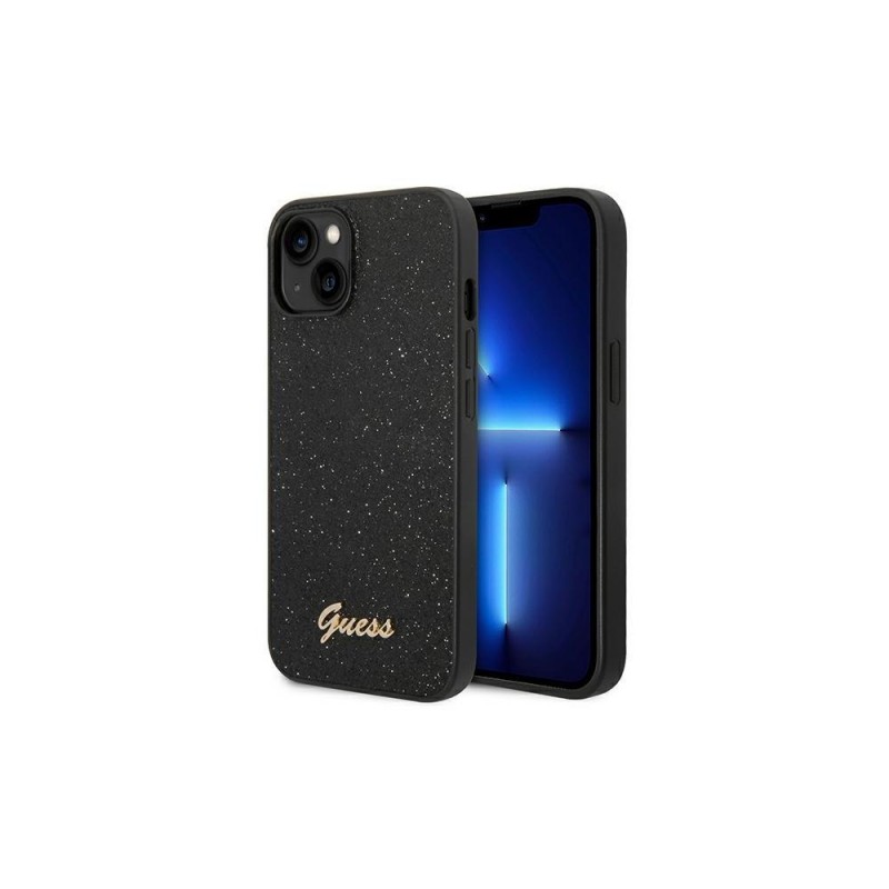 Оригинален кейс Guess Glitter Script, За iPhone 14 Pro (6.1), Черен