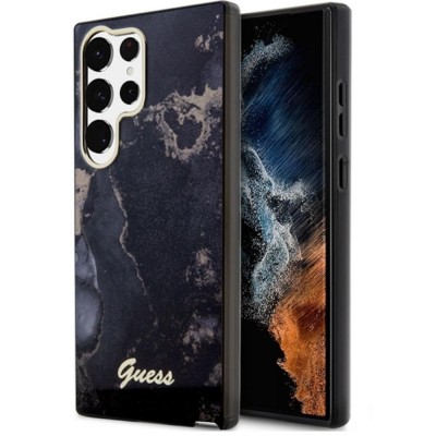Оригинален кейс Guess Golden Marble Collection, За Samsung Galaxy S23 Ultra (S918B), Черен
