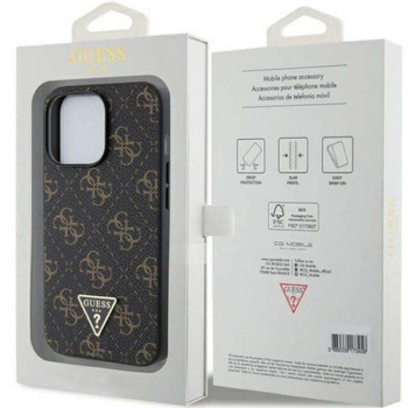 Оригинален кейс Guess HC 4G Triangle Metal Logo, За iPhone 15 Pro (6.1), Черен