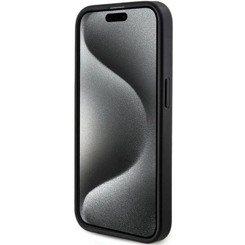 Оригинален кейс Guess HC MagSafe PU 4G Ring Classic Logo, За iPhone 15 Pro (6.1), Черен