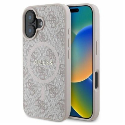 Оригинален кейс Guess HC MagSafe PU 4G Ring Classic Logo, За iPhone 16 (6.1), Розов