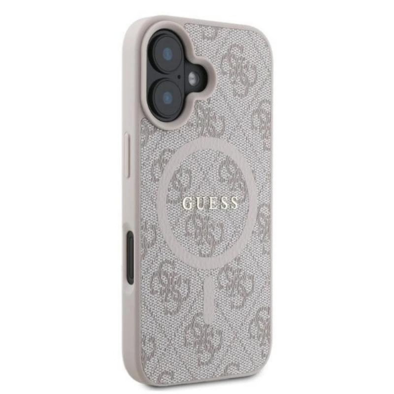 Оригинален кейс Guess HC MagSafe PU 4G Ring Classic Logo, За iPhone 16 (6.1), Розов