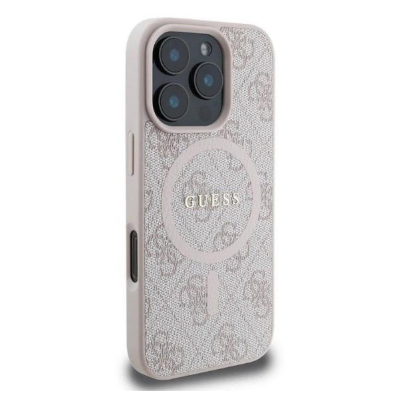 Оригинален кейс Guess HC MagSafe PU 4G Ring Classic Logo, За iPhone 16 (6.1), Розов