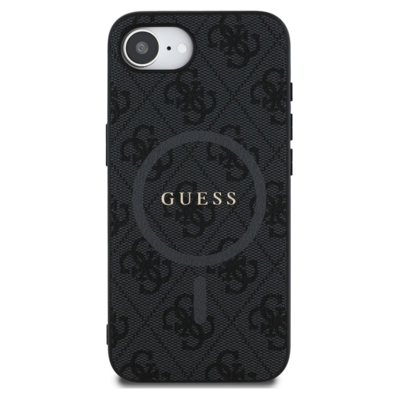 Оригинален кейс Guess HC MagSafe PU 4G Ring Classic Logo, За iPhone 16e, Черен