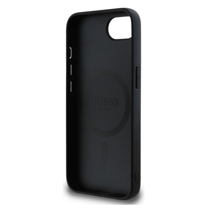 Оригинален кейс Guess HC MagSafe PU 4G Ring Classic Logo, За iPhone 16e, Черен
