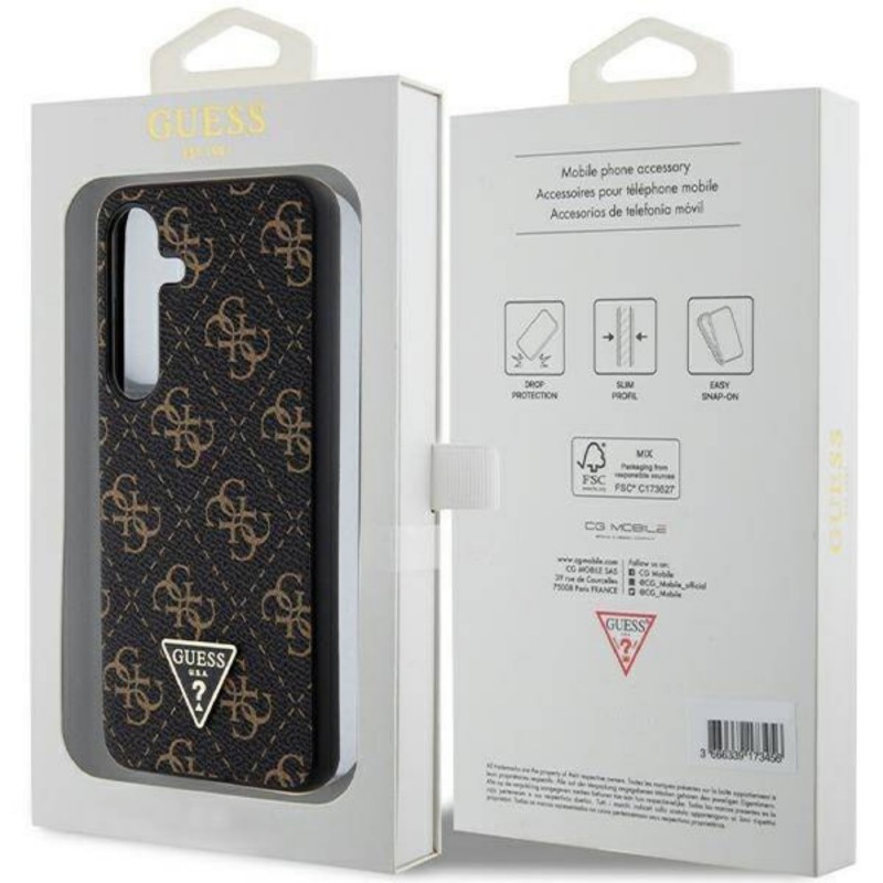 Оригинален кейс Guess HC PU 4G Triangle, За Samsung Galaxy S24 (S921B), Черен