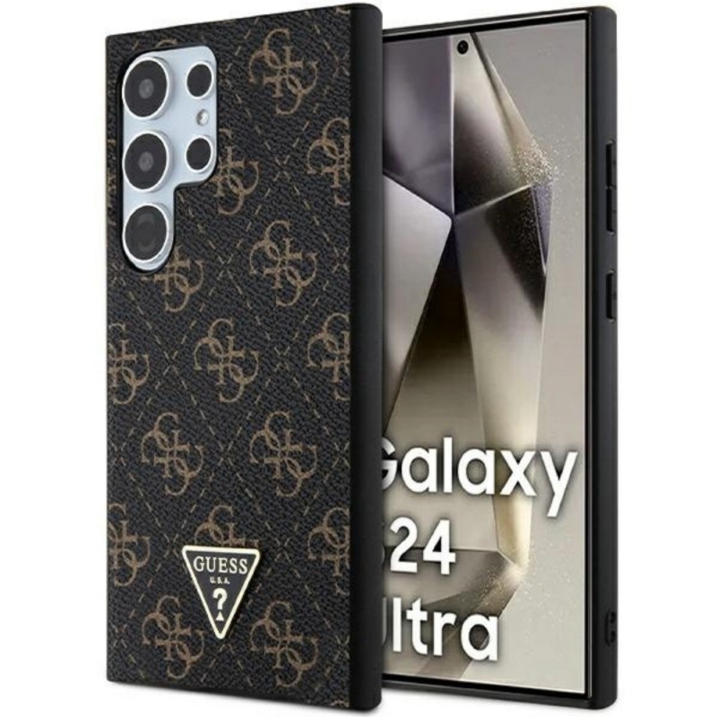 Оригинален кейс Guess HC PU 4G Triangle, За Samsung Galaxy S24 Ultra (S928B), Черен