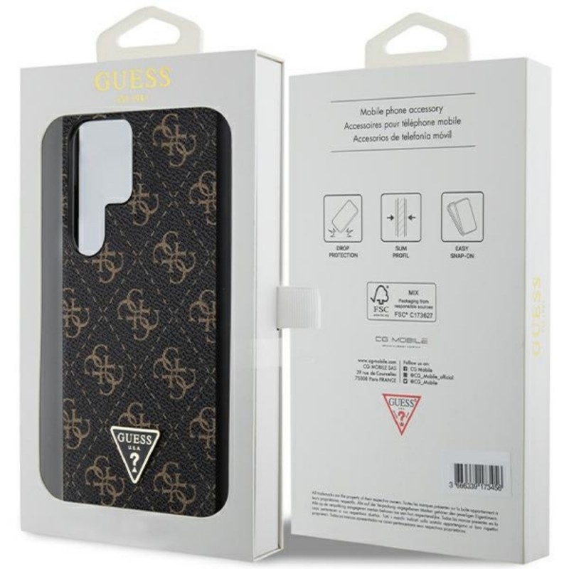 Оригинален кейс Guess HC PU 4G Triangle, За Samsung Galaxy S24 Ultra (S928B), Черен