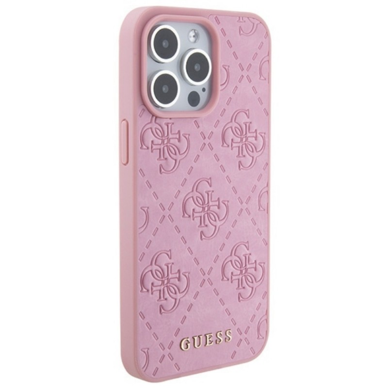 Оригинален кейс Guess HC PU Quilted 4G Classic, За iPhone 15 Pro (6.1), Розов