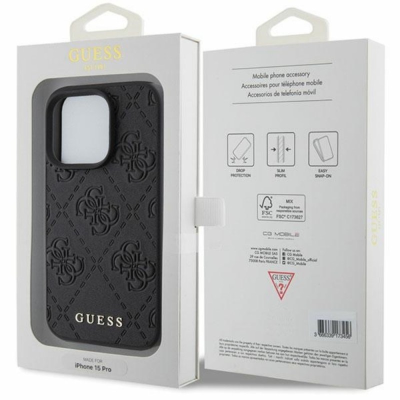 Оригинален кейс Guess HC PU Quilted 4G Classic, За iPhone 15 Pro Max (6.7), Черен
