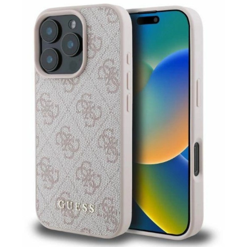 Оригинален кейс Guess HC PU Quilted 4G Classic, За iPhone 16 Pro (6.3), Бледорозов