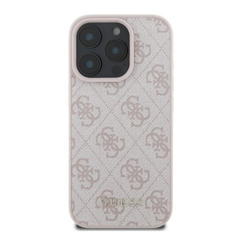 Оригинален кейс Guess HC PU Quilted 4G Classic, За iPhone 16 Pro (6.3), Бледорозов