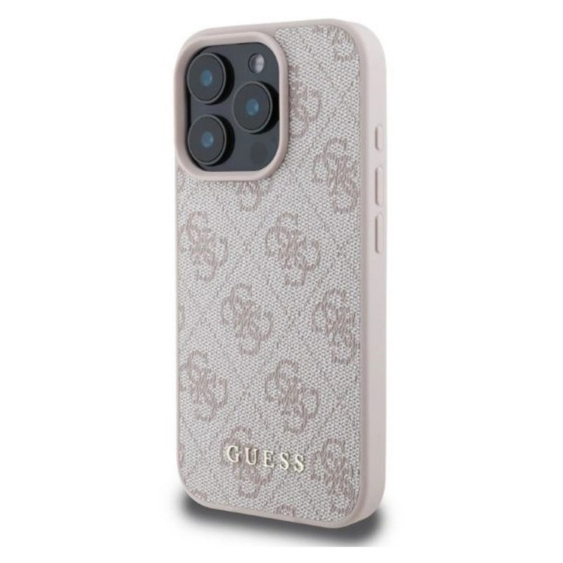 Оригинален кейс Guess HC PU Quilted 4G Classic, За iPhone 16 Pro (6.3), Бледорозов