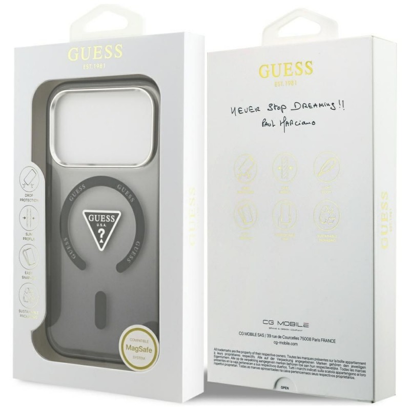 Оригинален кейс Guess IML Gradient Triangle Logo, За iPhone 17 Pro Max (6.9), Черен
