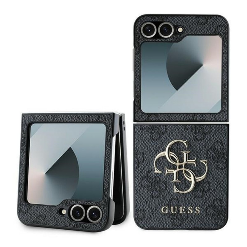 Оригинален кейс Guess Leather 4G Metal Logo, За Samsung Galaxy Z Flip6, Черен