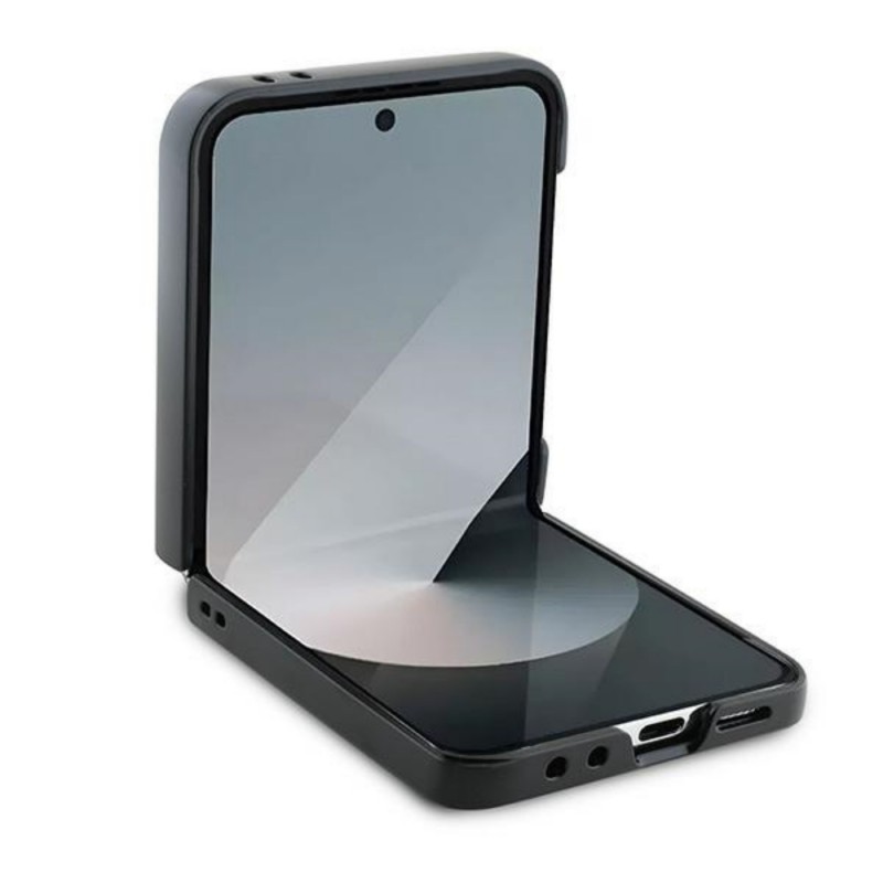 Оригинален кейс Guess Leather 4G Metal Logo, За Samsung Galaxy Z Flip6, Черен