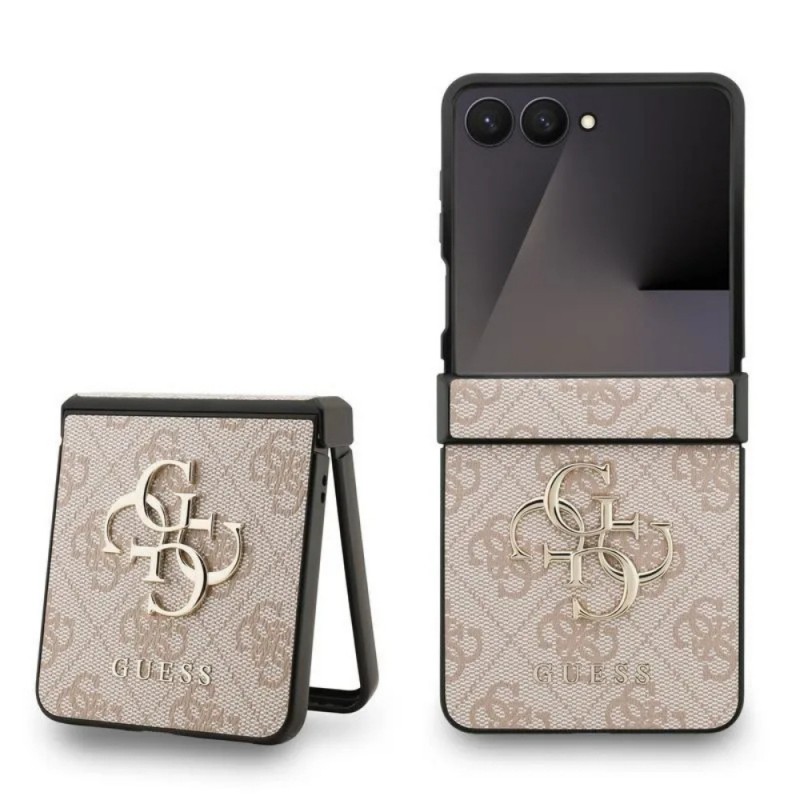 Оригинален кейс Guess Leather 4G Metal Logo, За Samsung Galaxy Z Flip7, Розов