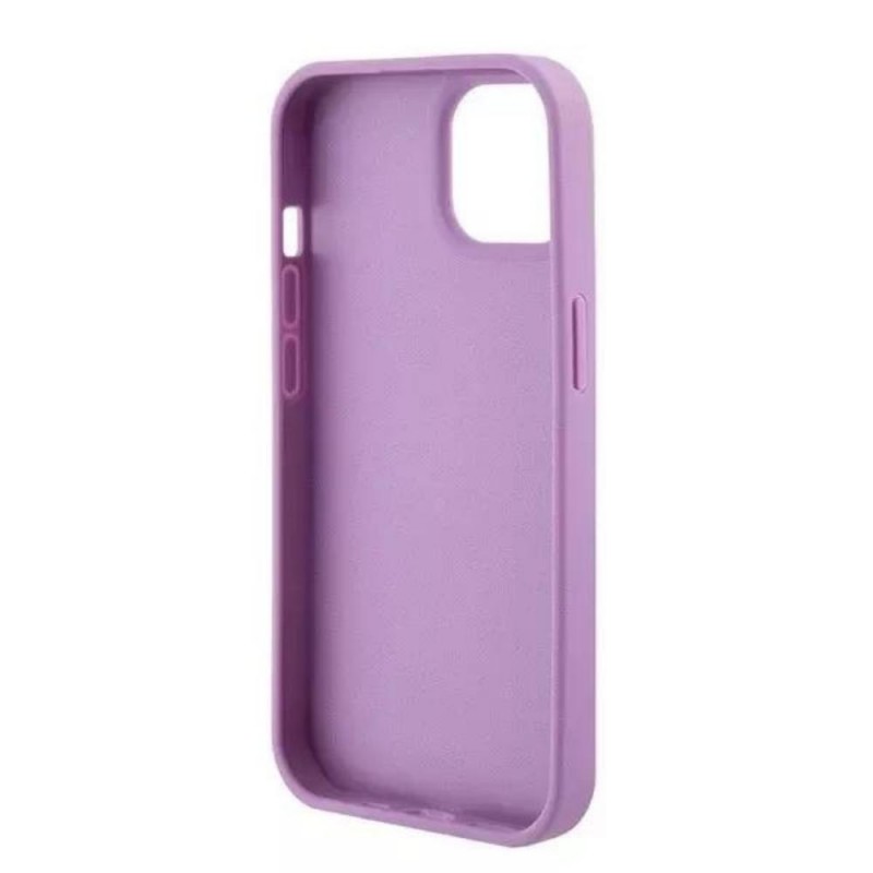 Оригинален кейс Guess Leather 4G Stamped, За iPhone 15 (6.1), Лилав