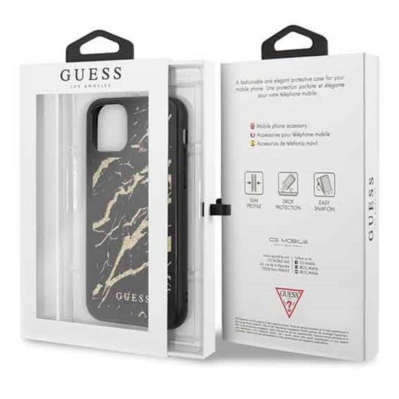 Оригинален кейс Guess Marble Glass, За iPhone 11 Pro (5.8), Черен